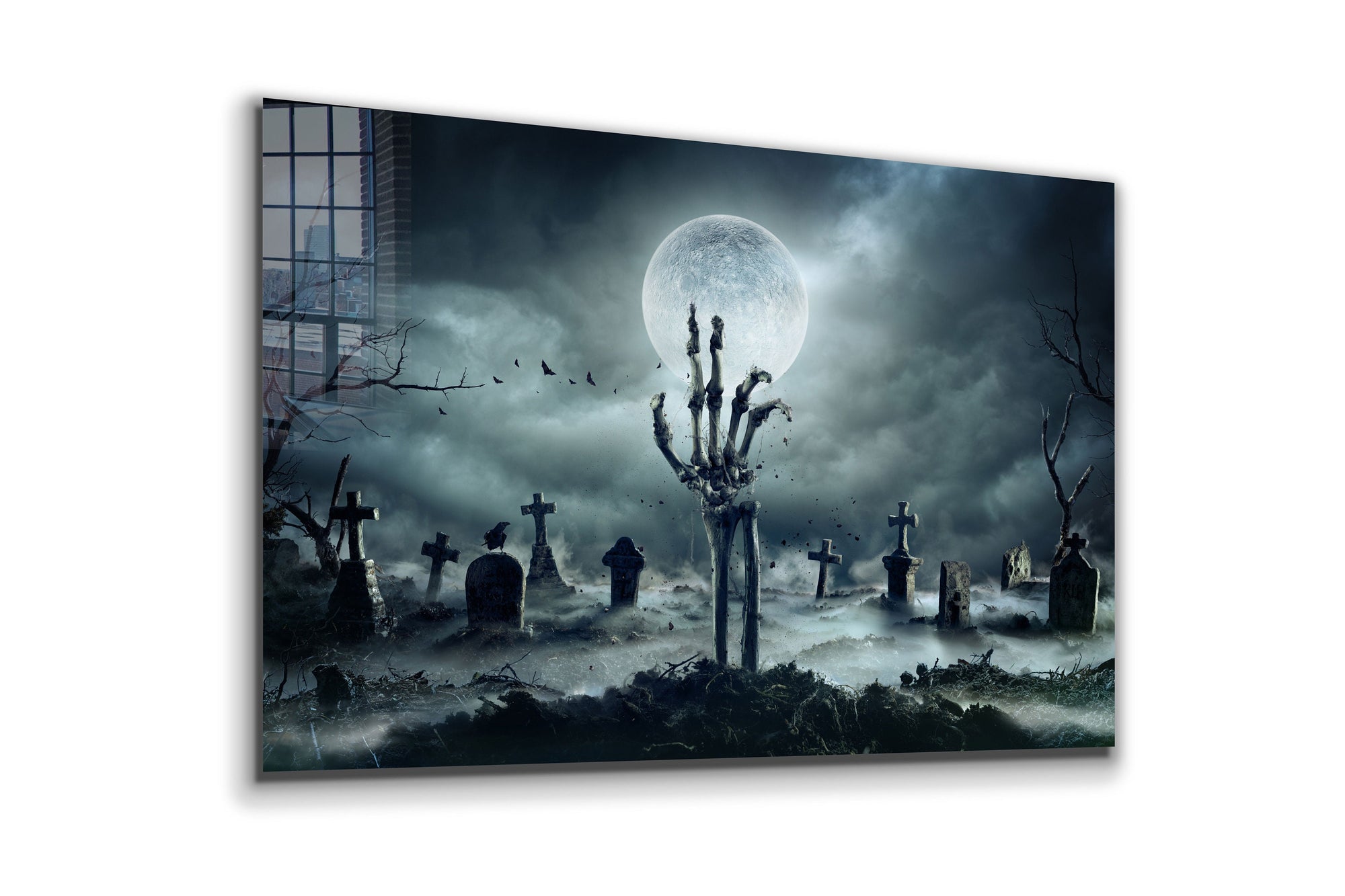 Zombie Skeleton, Large Glass Wall Art