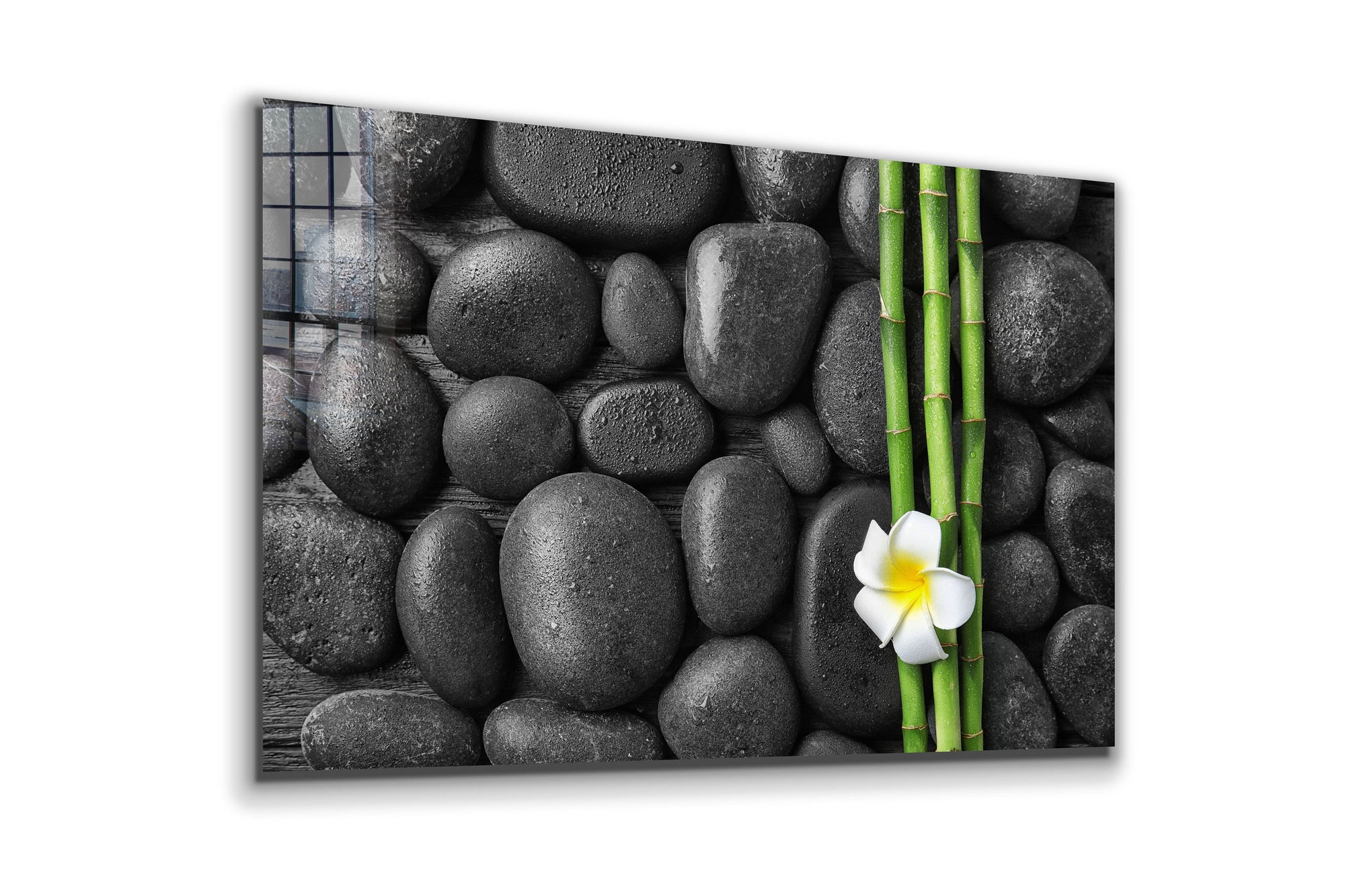 Zen Stones,Spa Flowers, Large Glass Wall Art