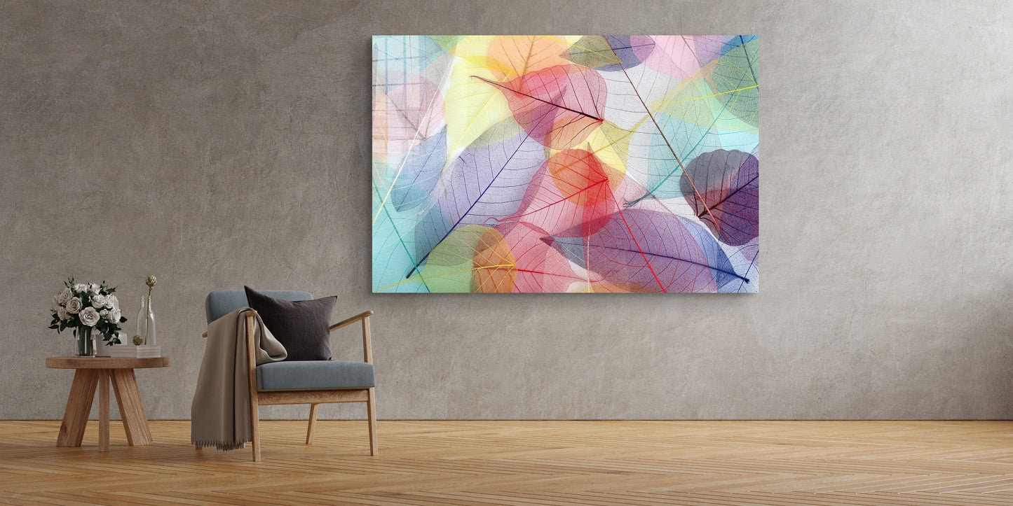 Leaves of Spring, X-Ray Leaf, Large Glass Wall Art