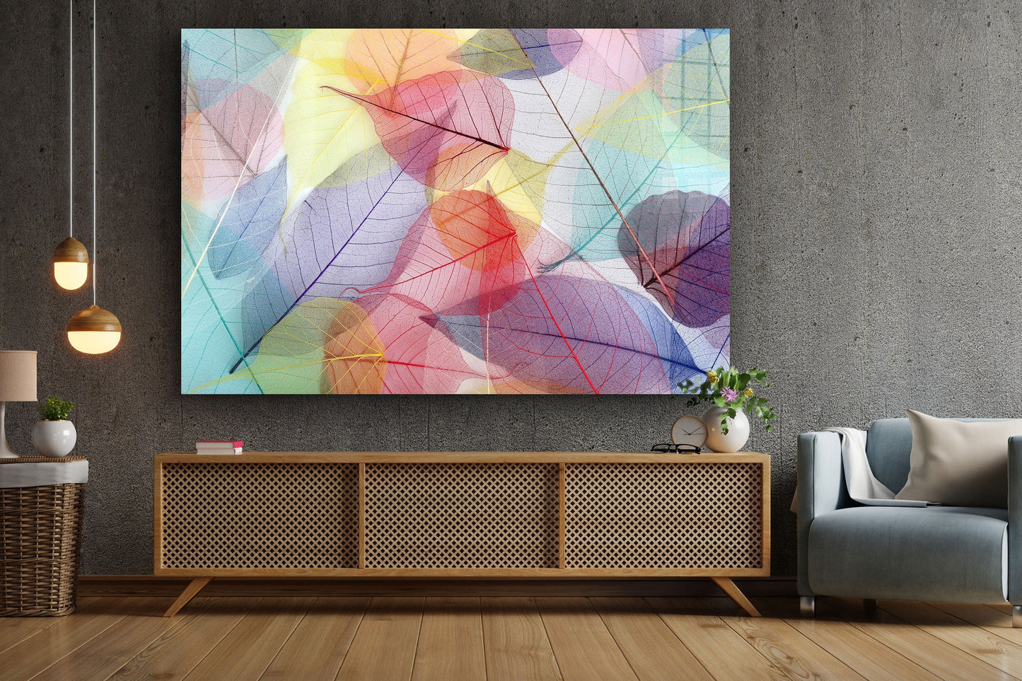 Leaves of Spring, X-Ray Leaf, Large Glass Wall Art