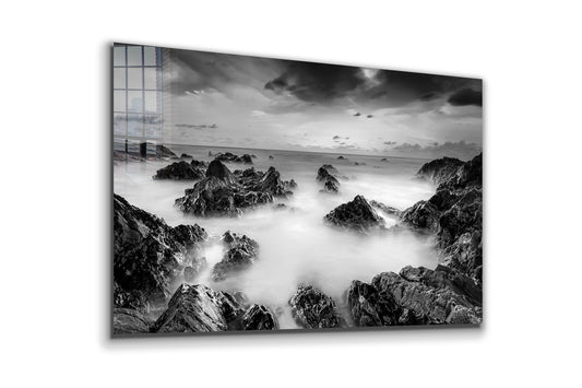 Misty Mountains Modern, Large Glass Wall Art