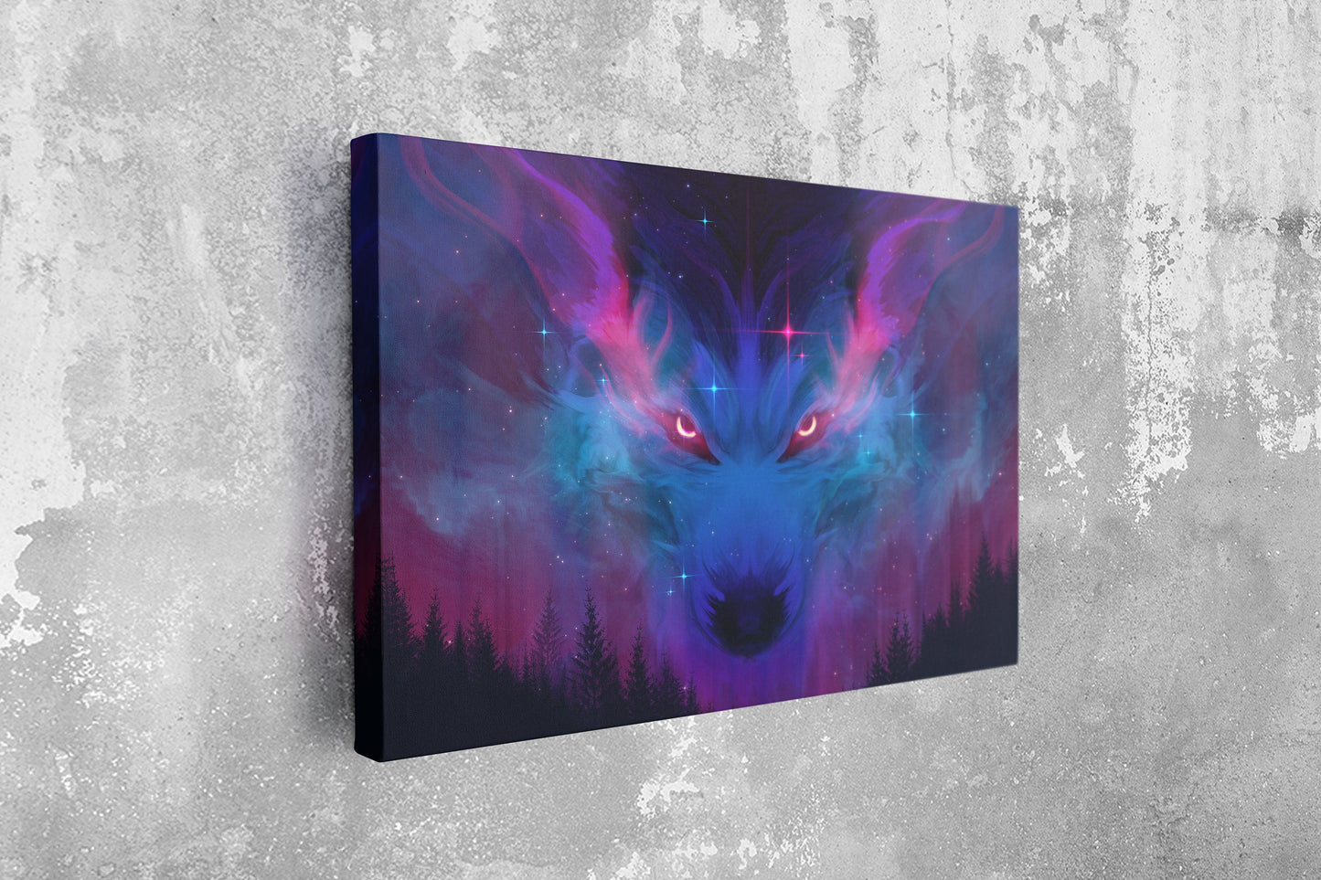Night Wolf Large Glass Wall Art