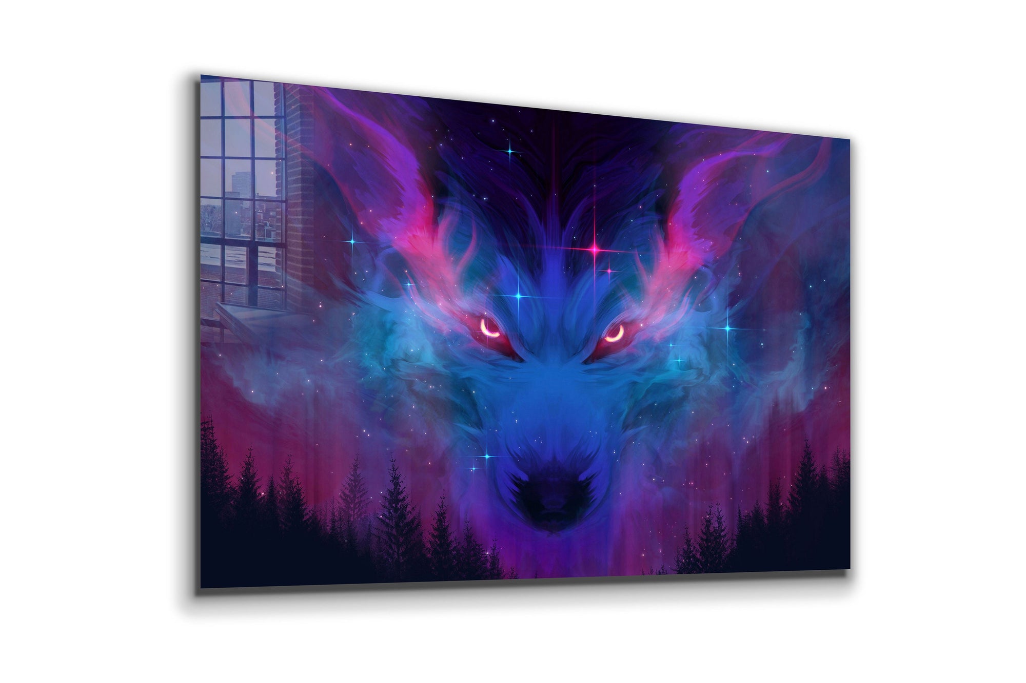 Night Wolf Large Glass Wall Art