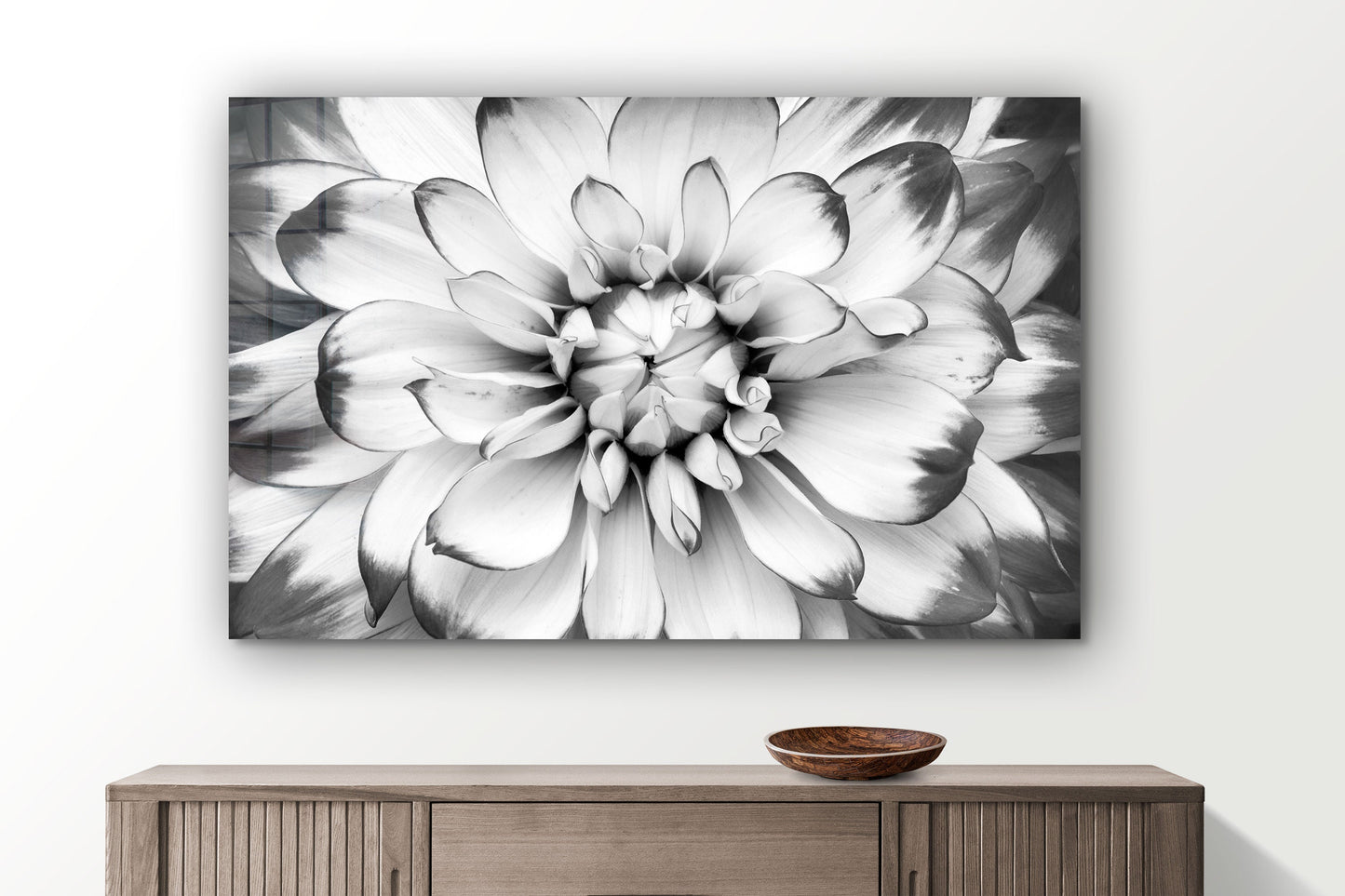 Black and White Macro Shot of Flower,Flower , Large Glass Wall Art