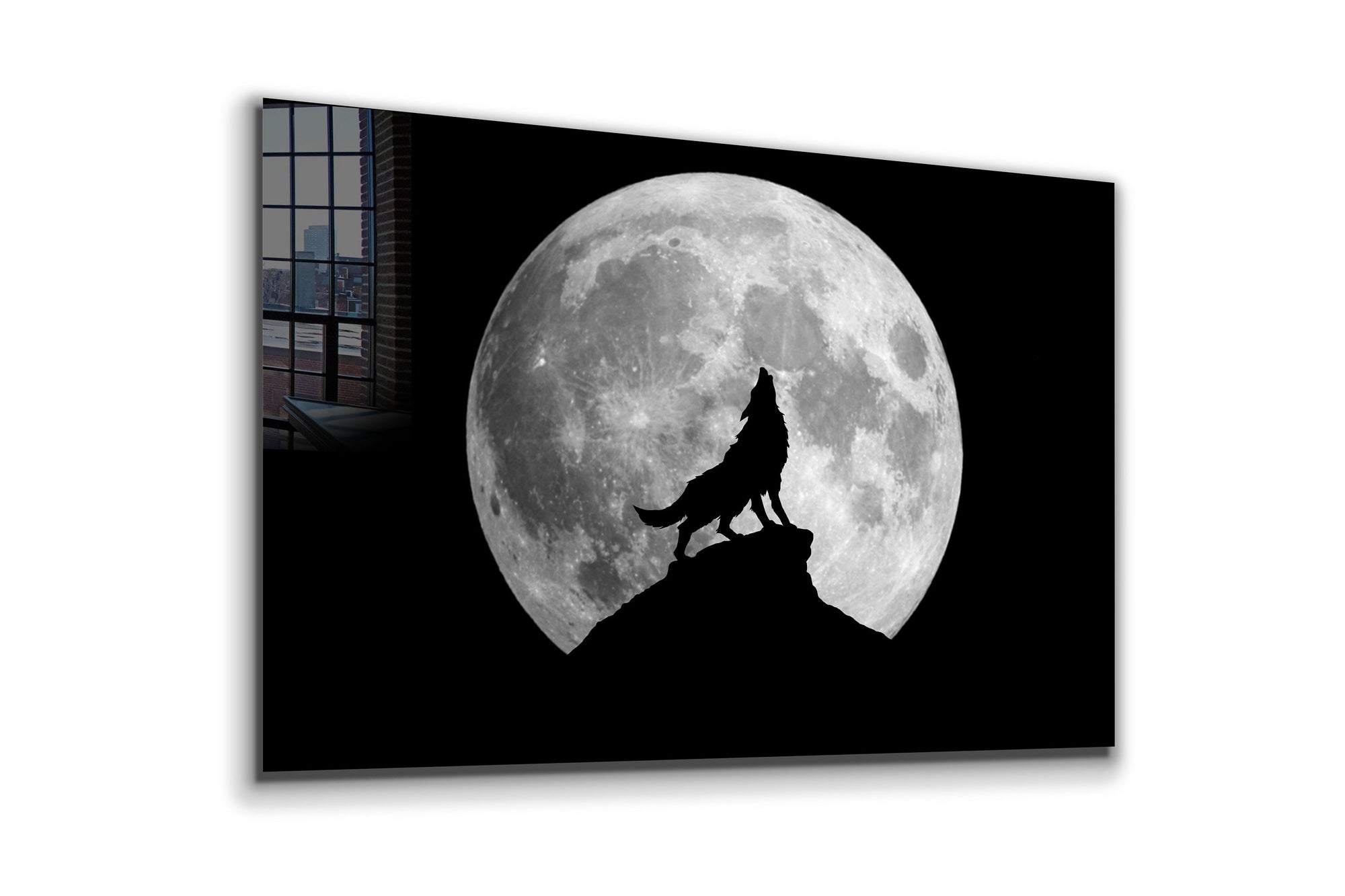 Howling Wolf, Large Glass Wall Art