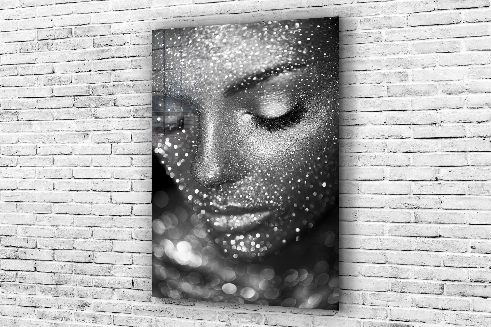 Woman in Glitter, Large Glass Wall Art