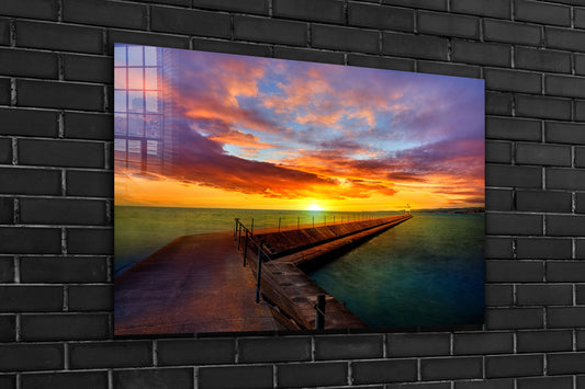 Sunset Pier, Large Glass Wall Art