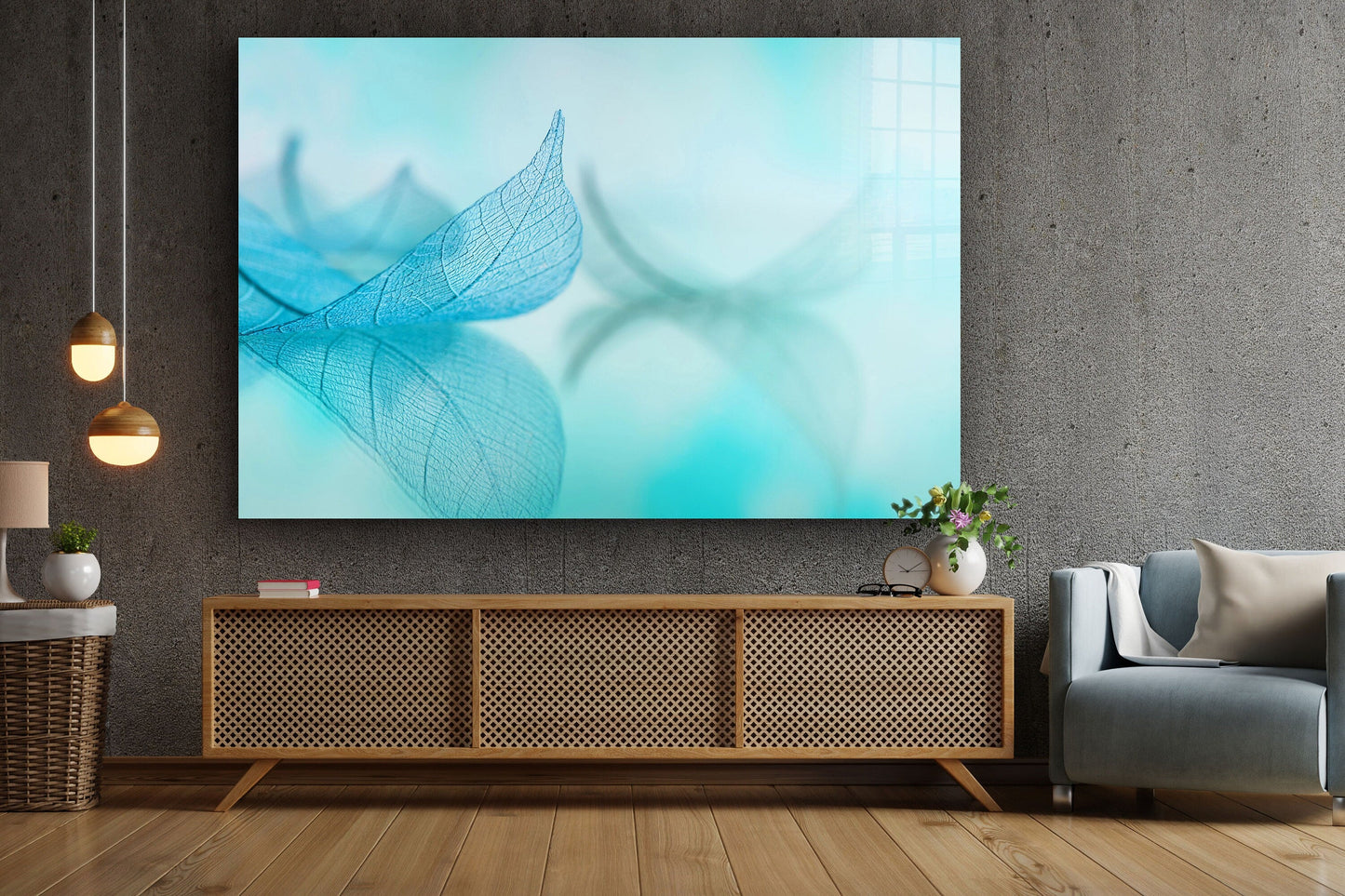 Abstract Feathers, Large Glass Wall Art