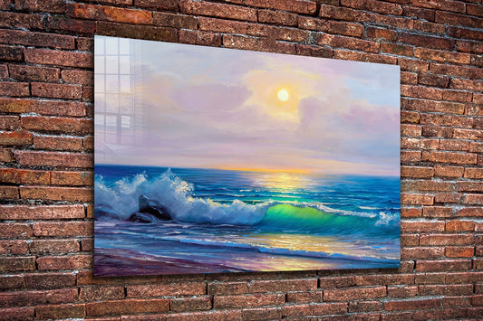 Waves Painting, Large Glass Wall Art