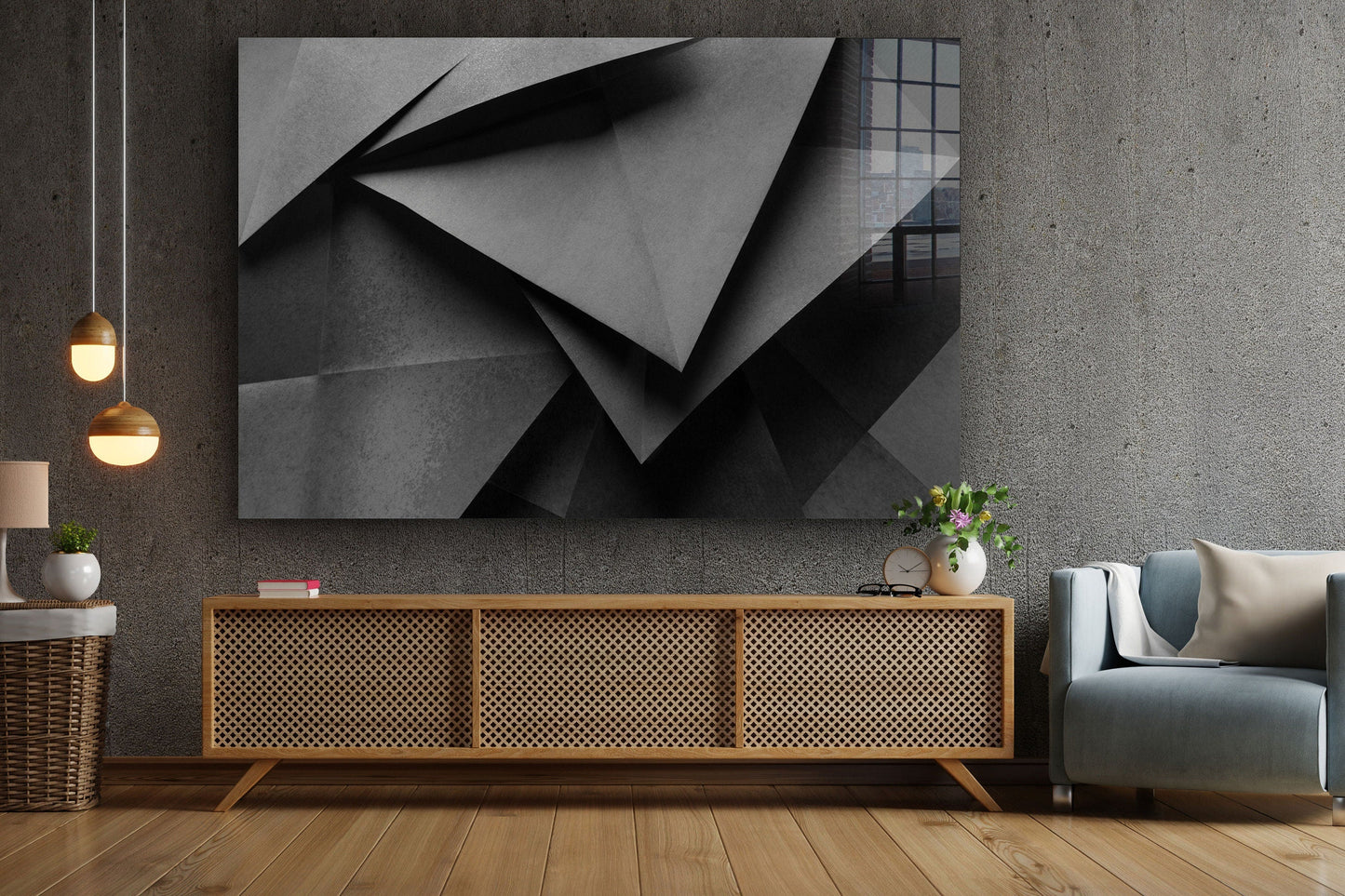 Abstract Black Paper, Large Glass Wall Art