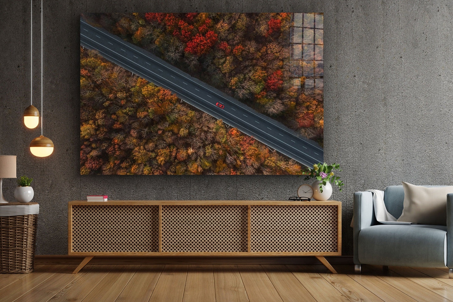 Forest Road, Spring Time Scenery, Large Glass Wall Art
