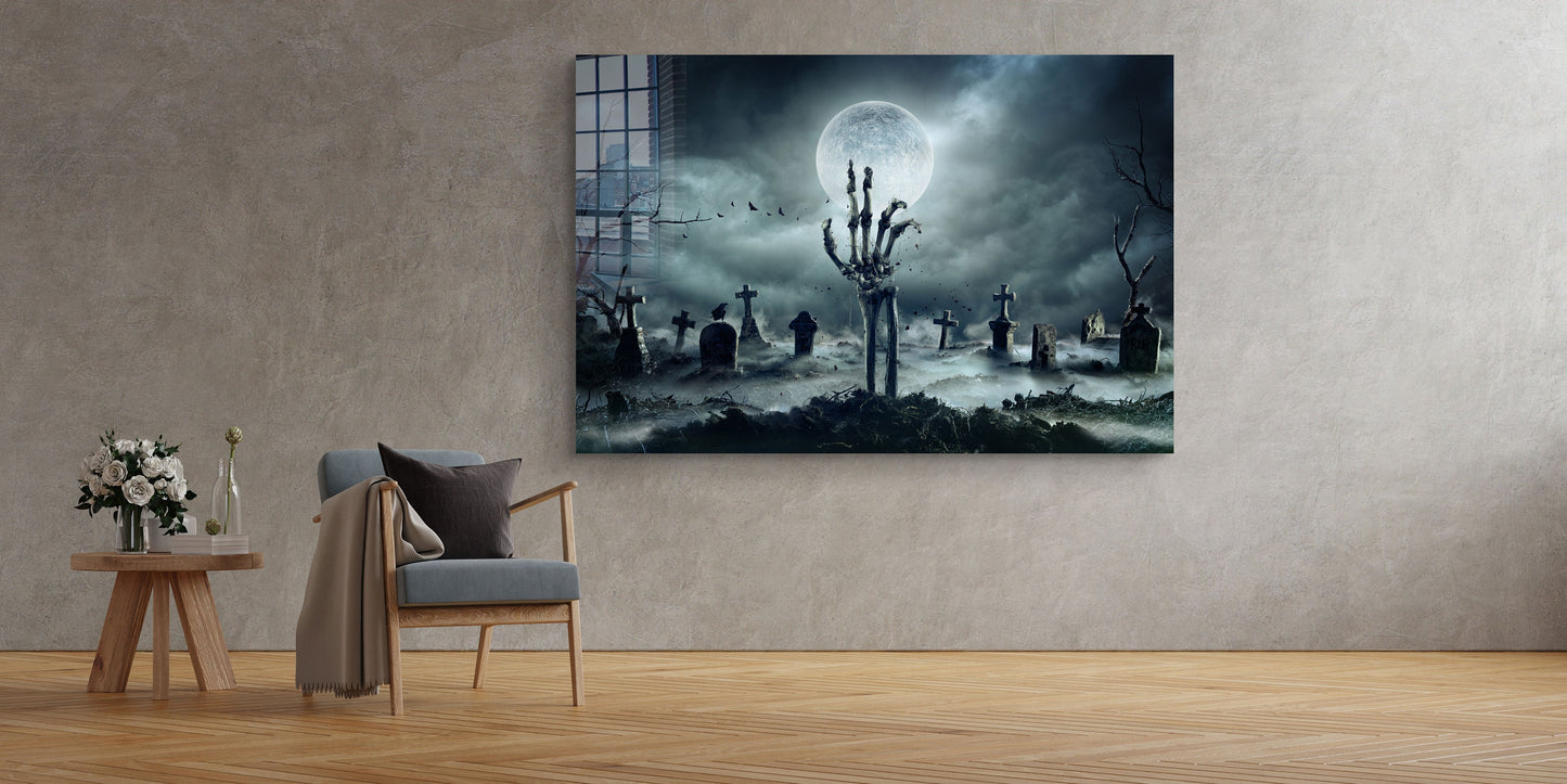 Zombie Skeleton, Large Glass Wall Art