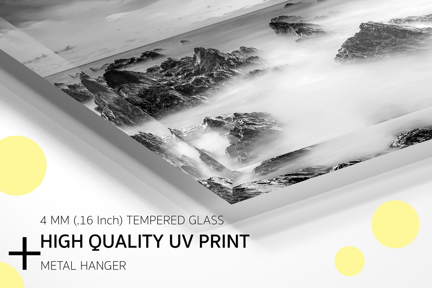 Misty Mountains Modern, Large Glass Wall Art