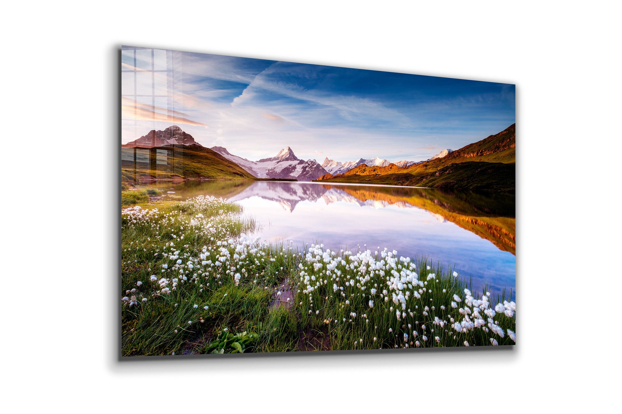 Bachalpsee in Swiss Alps, Grindelwald, Bernese Oberland, Mountain Lake Large Glass Wall Art