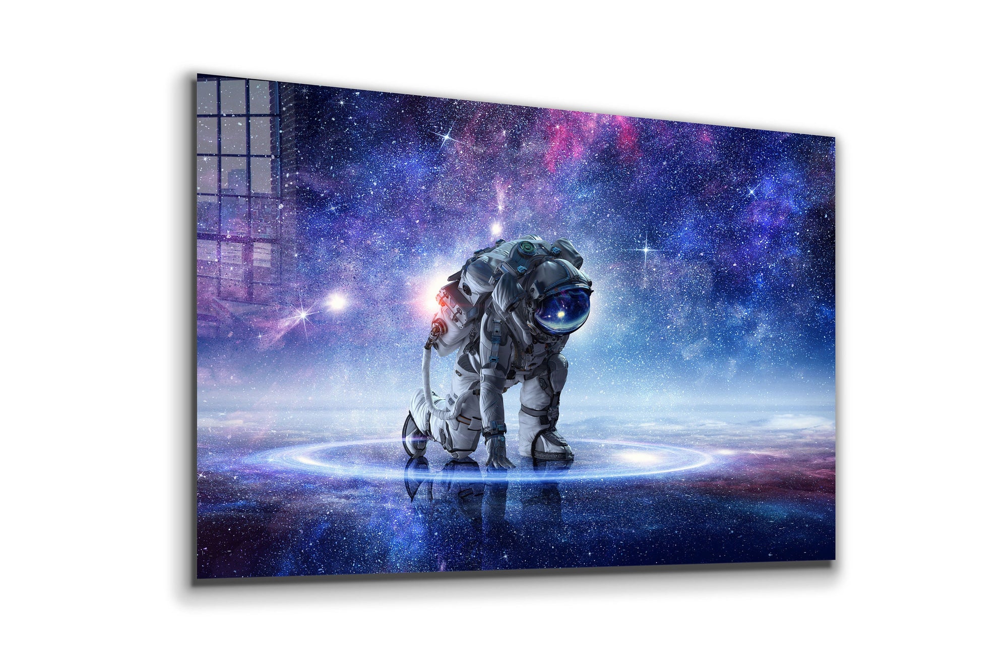 Astronouts Touch Large Glass Wall Art