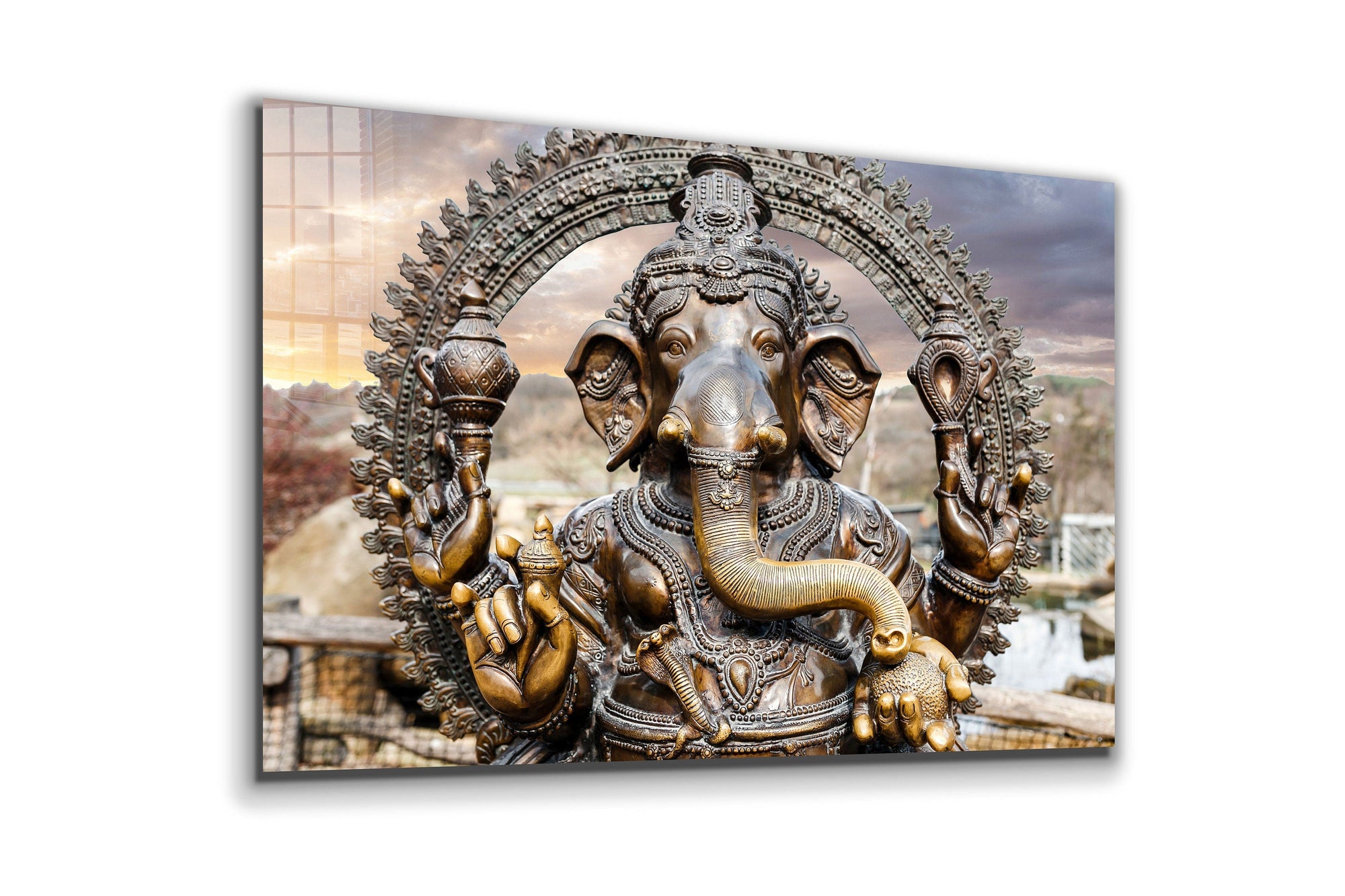 Ganesha Hindu God, Large Glass Wall Art