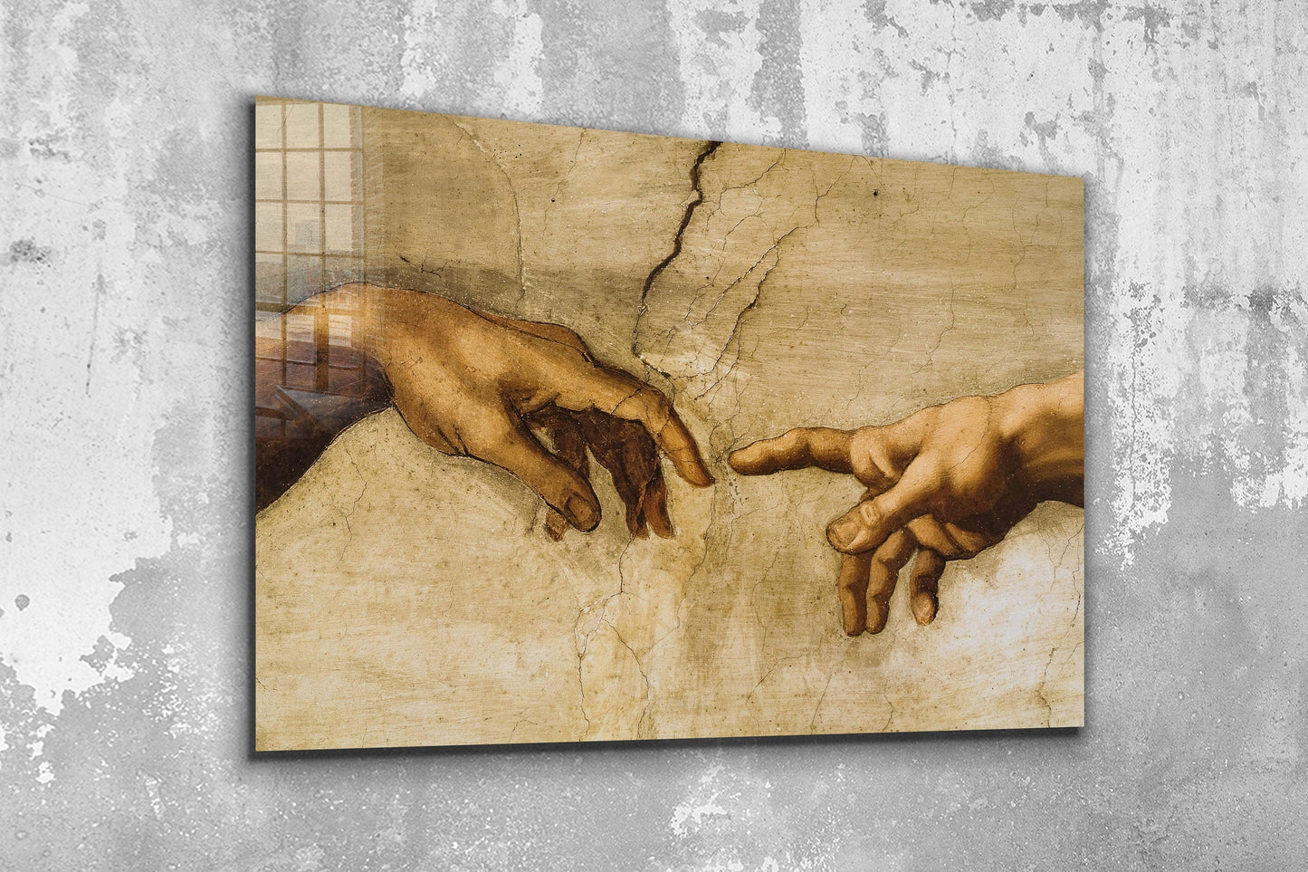 Creation of Adam - Michelangelo, Large Glass Wall Art