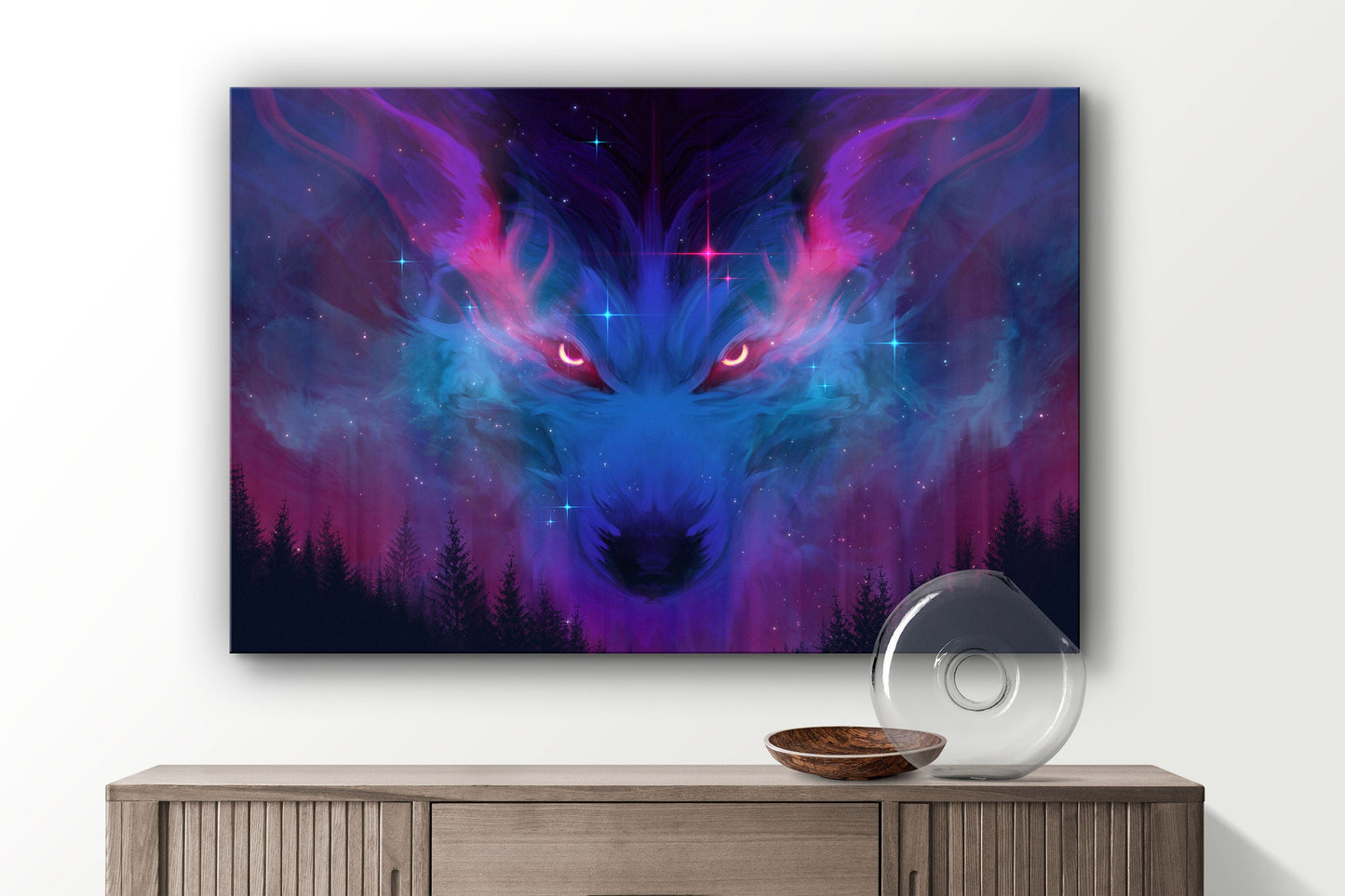 Night Wolf Large Glass Wall Art