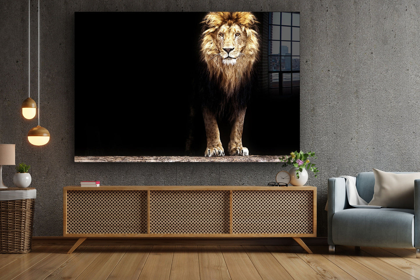 Lion, King of the Jungle, Large Glass Wall Art