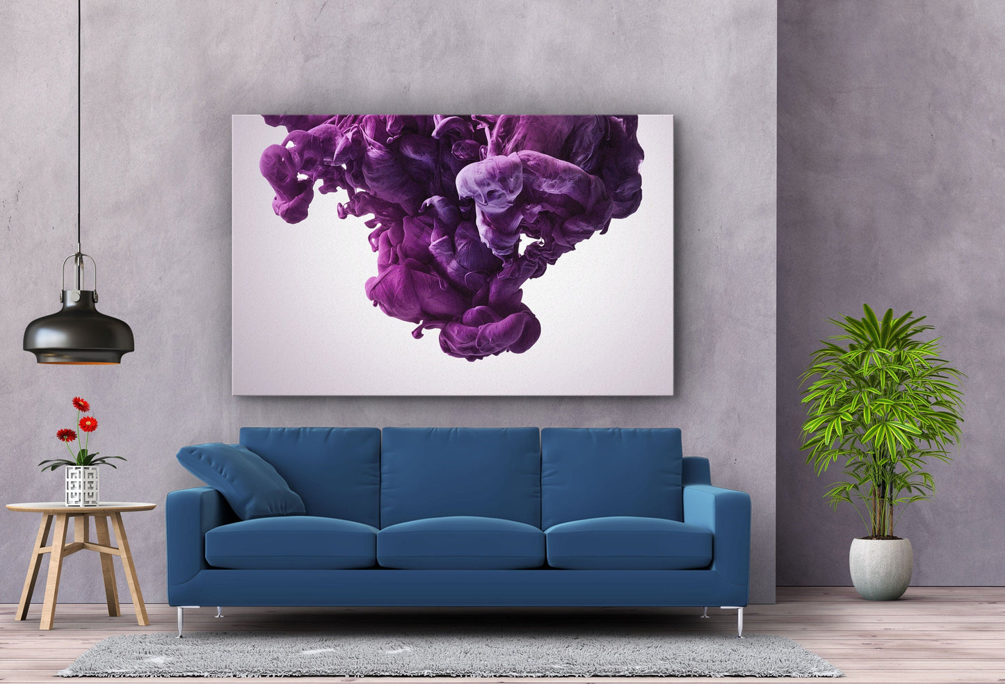 Abstract Purple Drop, Large Glass Wall Art