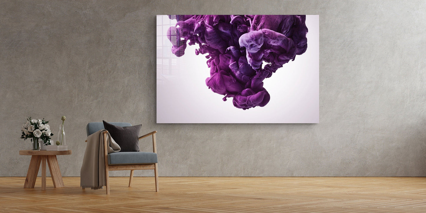Abstract Purple Drop, Large Glass Wall Art