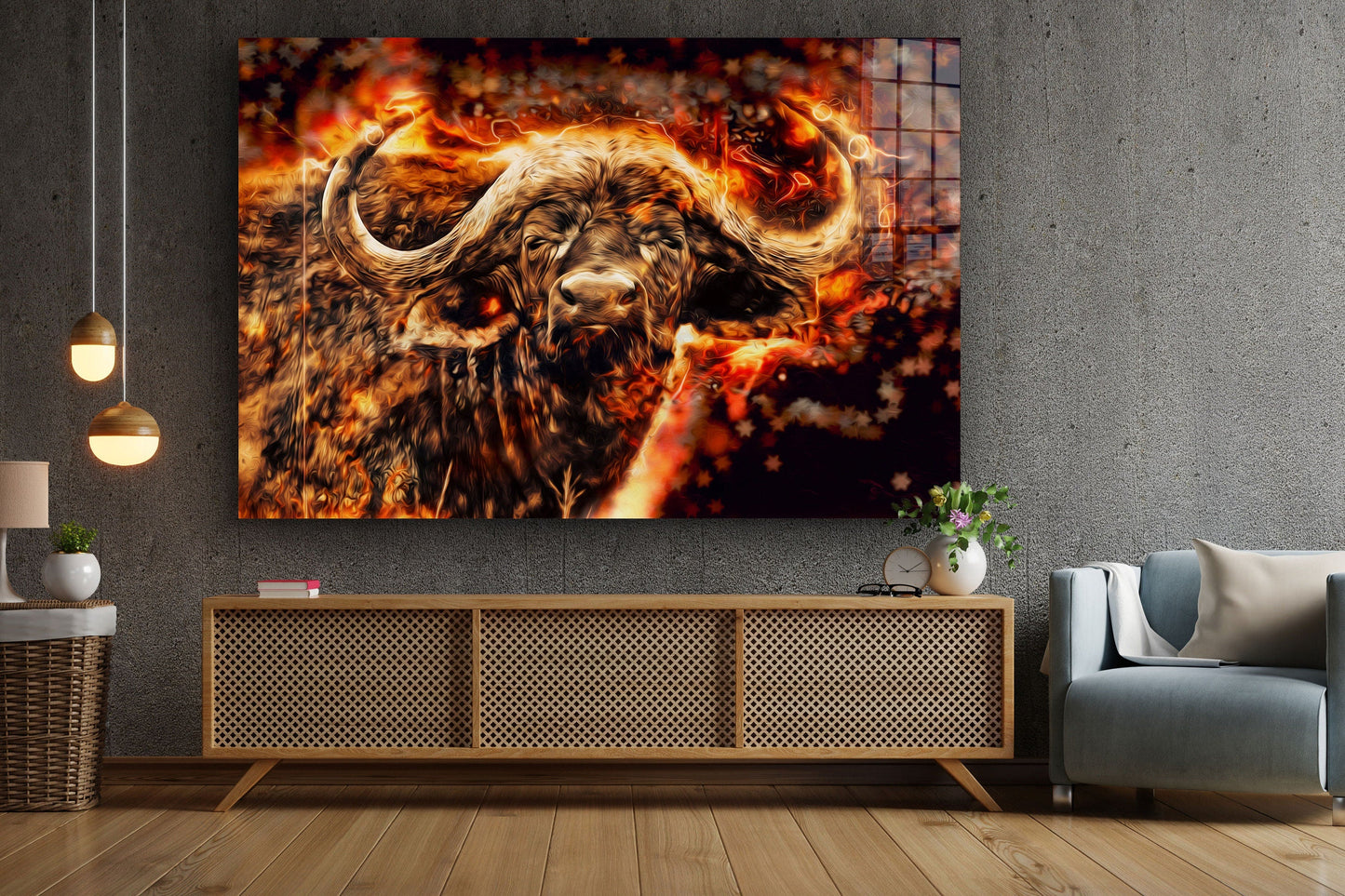 Buffalo, Large Glass Wall Art