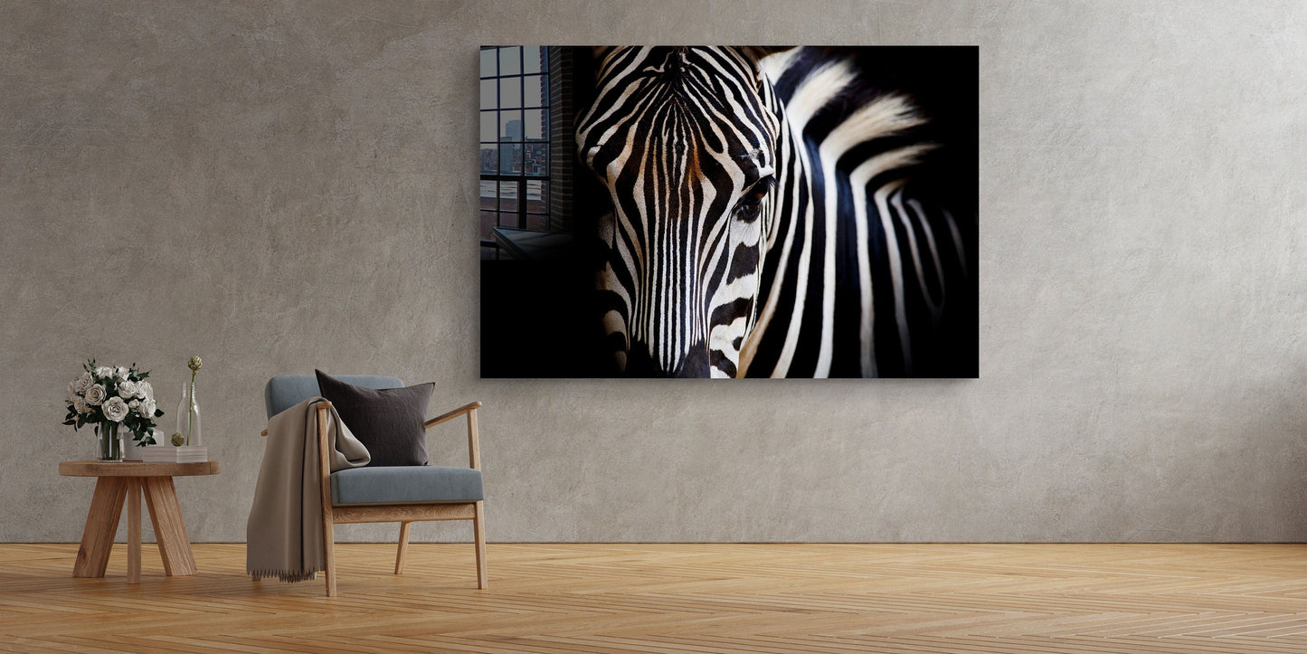Zebra, Large Glass Wall Art