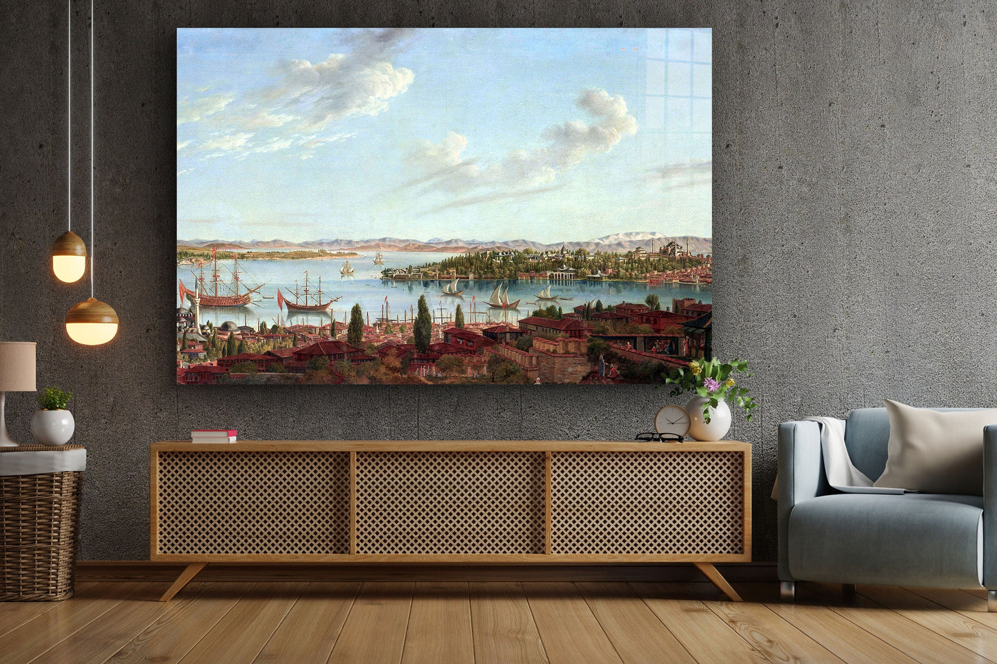 Bosphorus Painting, Large Glass Wall Art