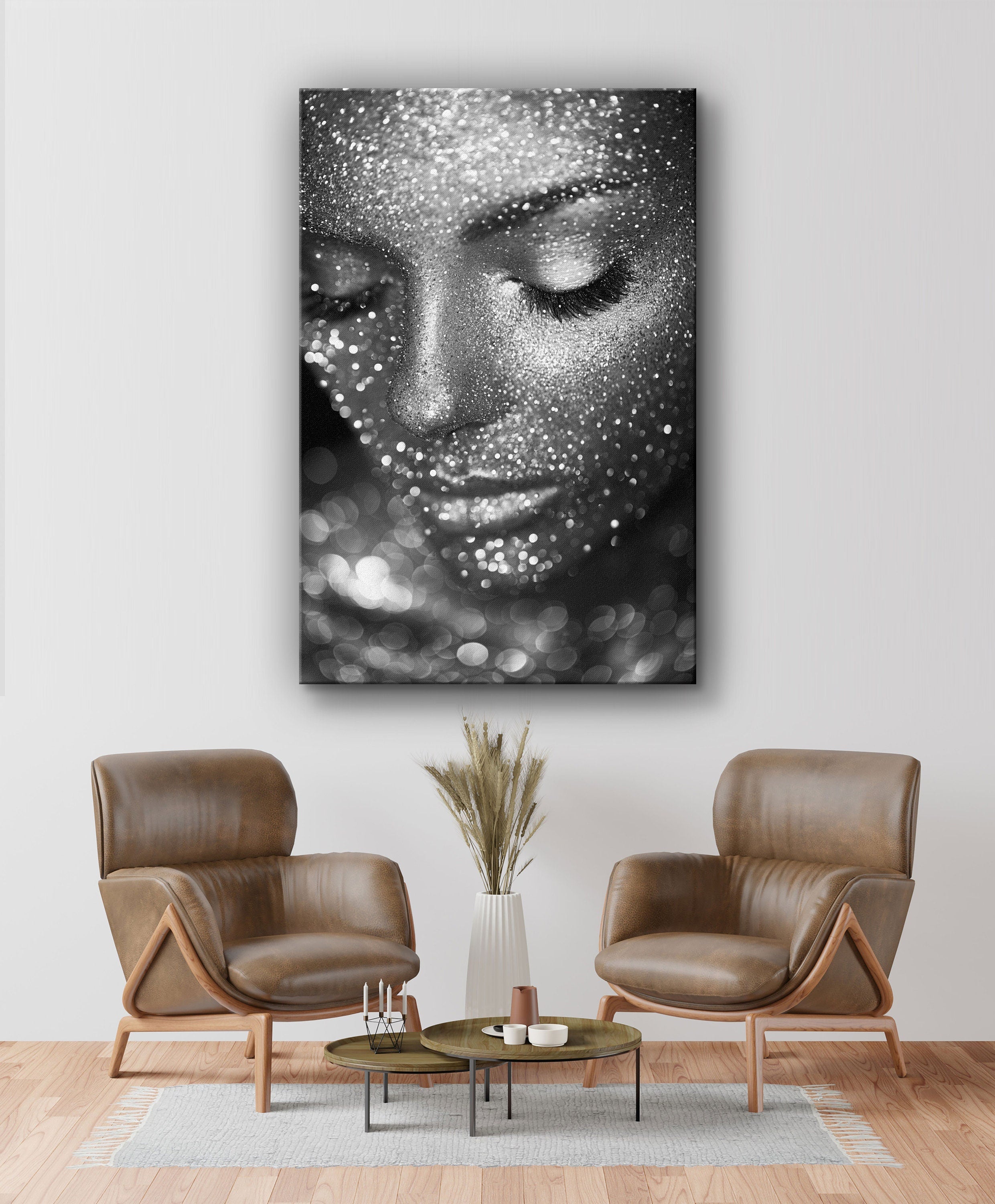 Woman in Glitter, Large Glass Wall Art - TemperedGlassWallArt