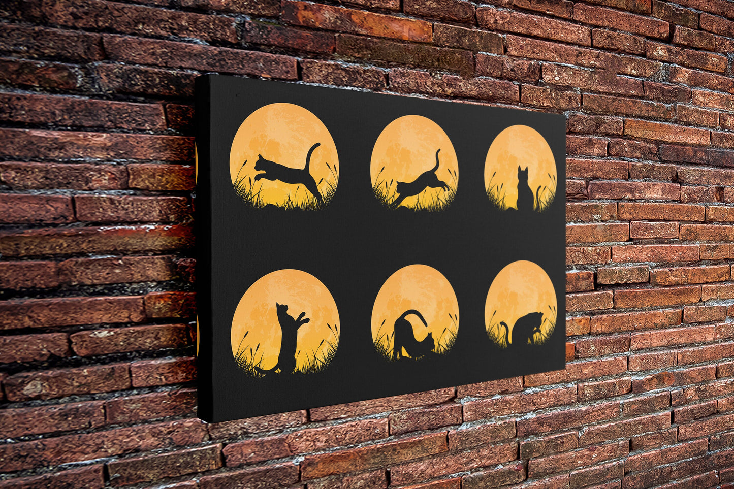 Cat Silouhette, Large Glass Wall Art