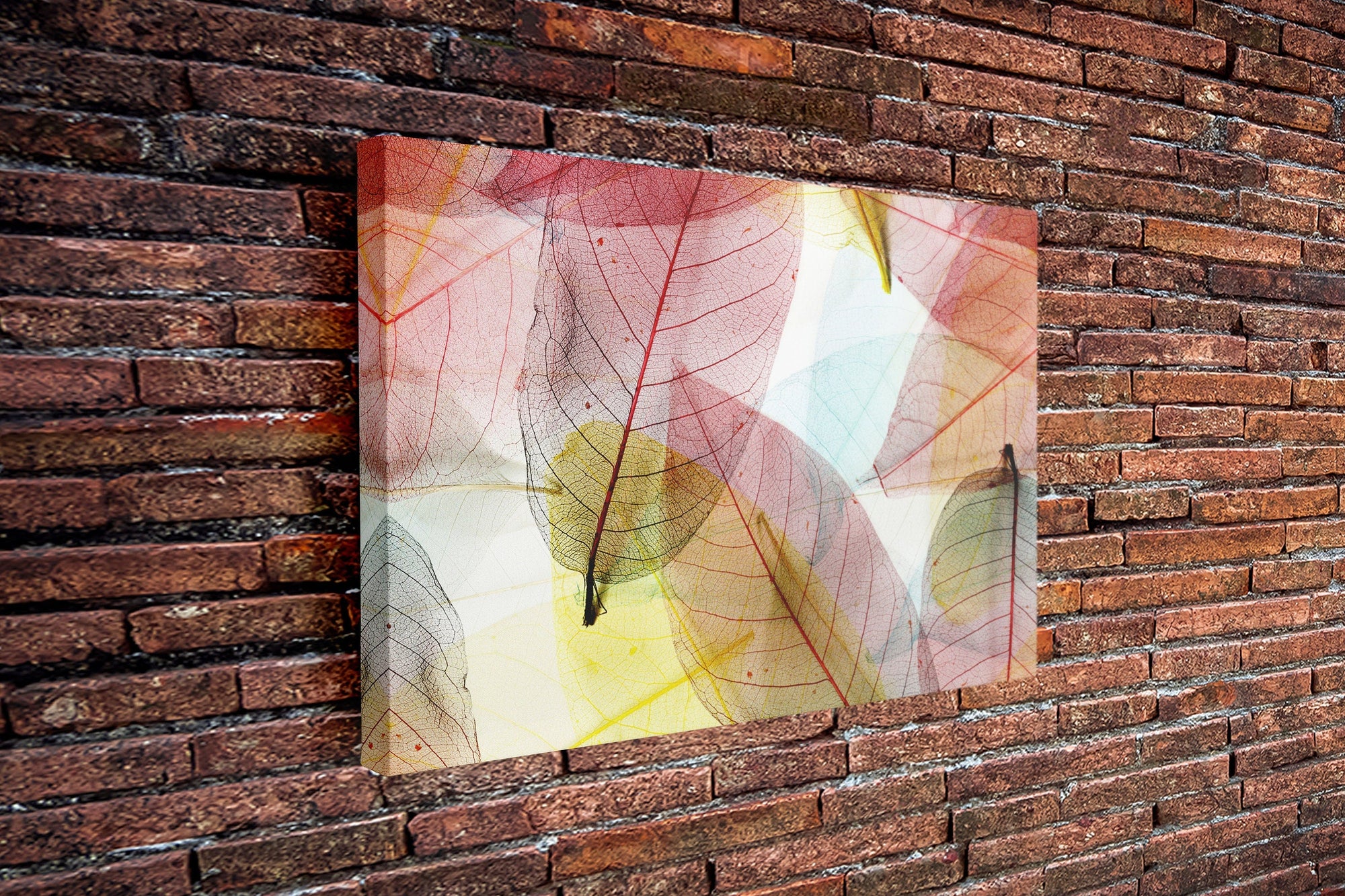 Colorfull Leaves Abstract, Large Glass Wall Art