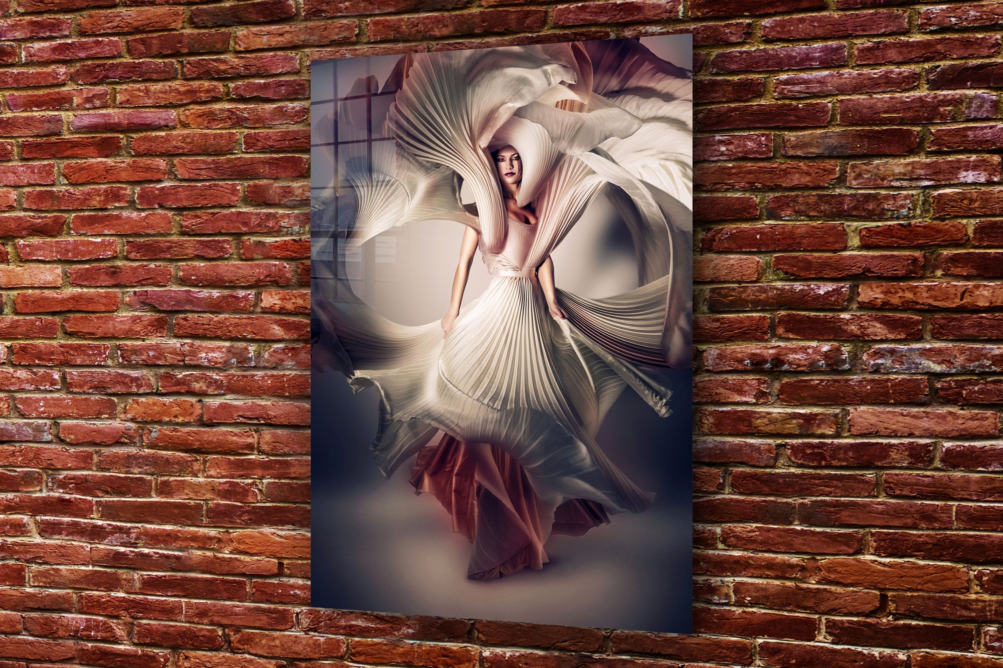 Woman in White, Large Glass Wall Art