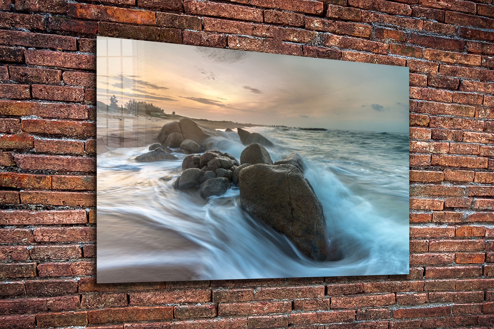 Beach Sunset, beach prints Large Glass Wall Art