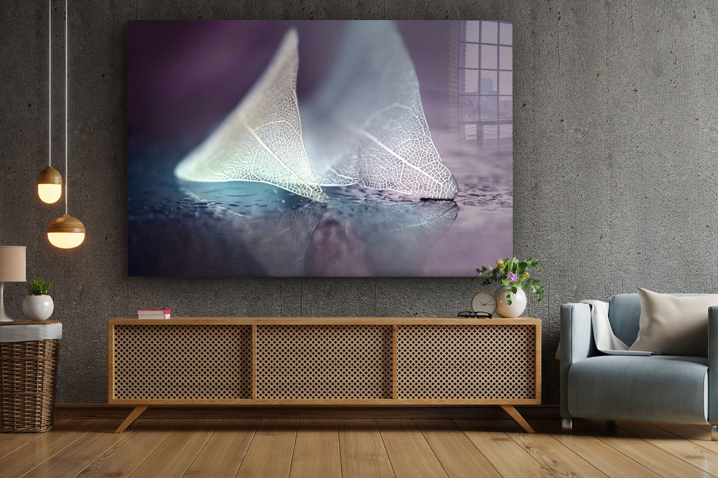 Abstract Leaves, Large Glass Wall Art