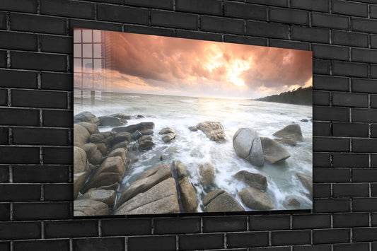 Ocean Sunset, Large Glass Wall Art