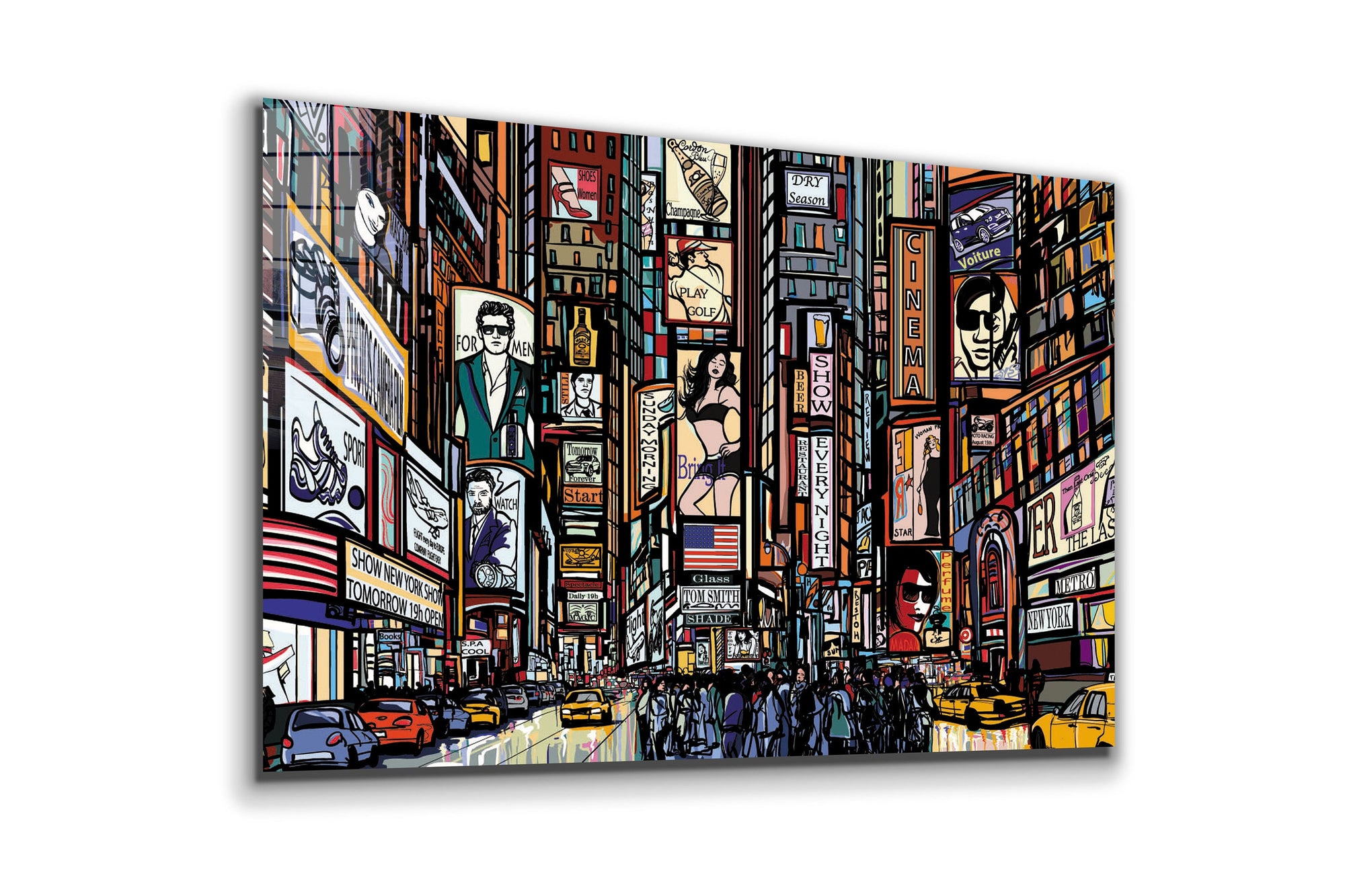 Times Square Art, Large Glass Wall Art