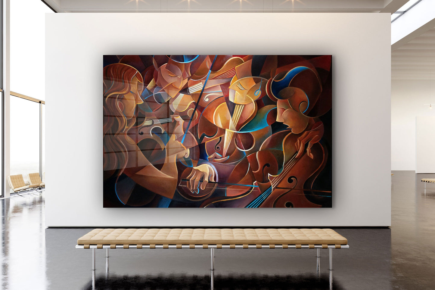 Abstract Musicians, Large Glass Wall Art