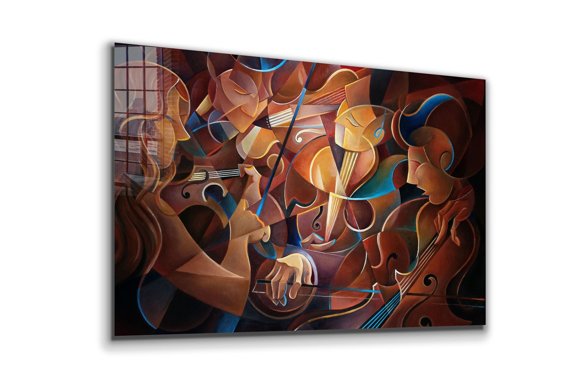 Abstract Musicians, Large Glass Wall Art