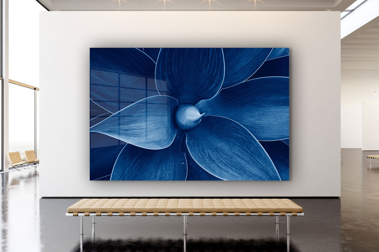 Blue Flower, Large Glass Wall Art