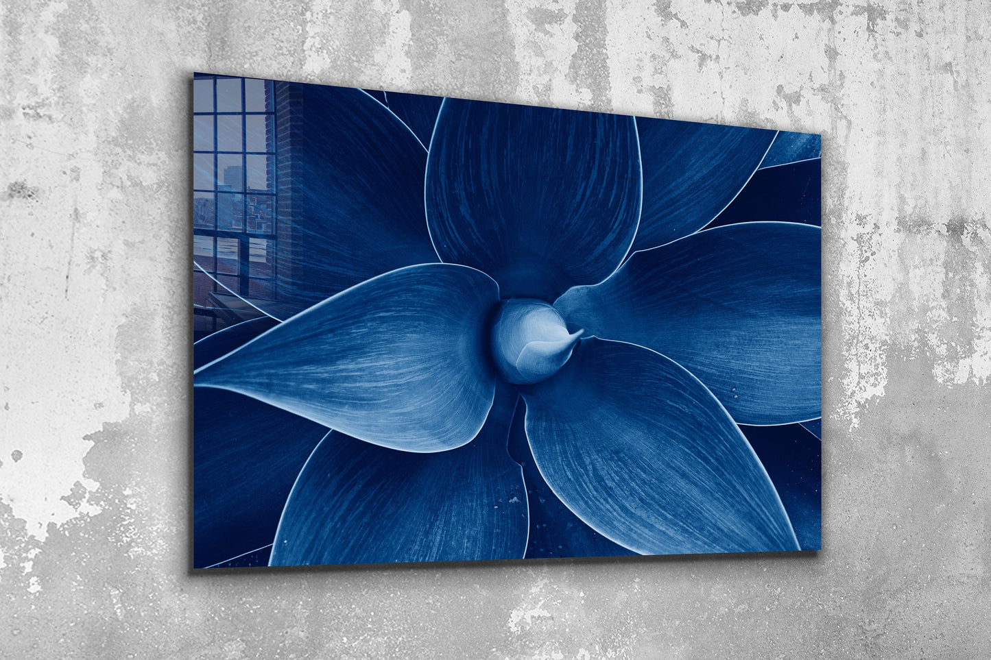 Blue Flower, Large Glass Wall Art