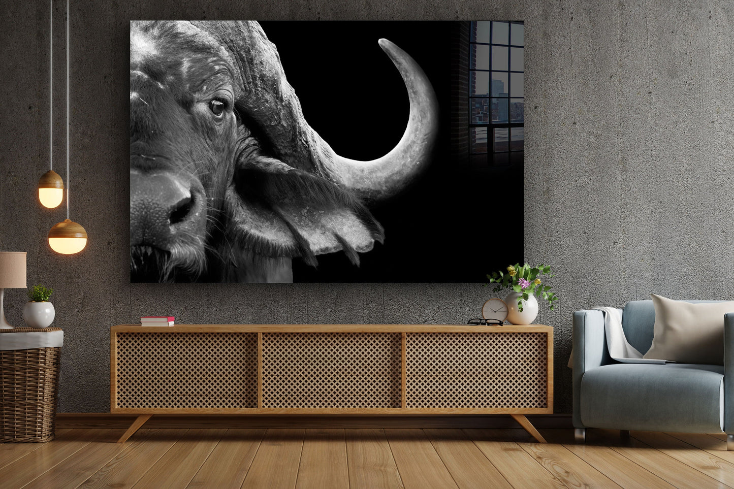 Buffalo, Large Glass Wall Art
