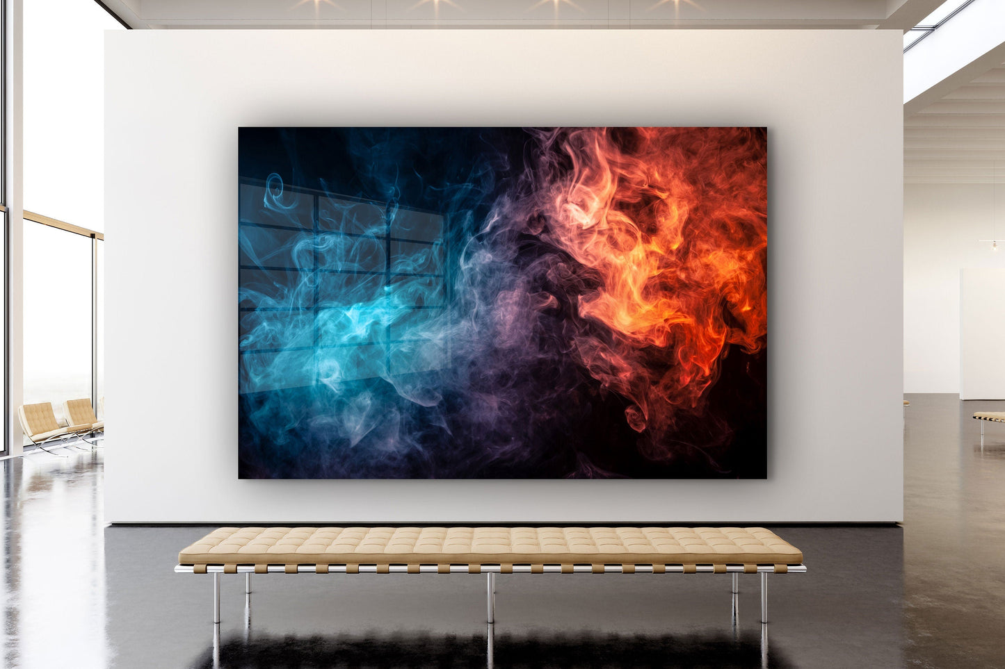 Fire and Ice Abstract, Large Glass Wall Art