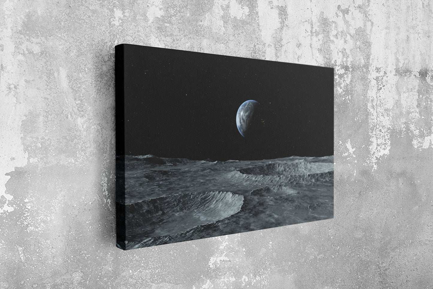 Earth View from Moon, Large Glass Wall Art