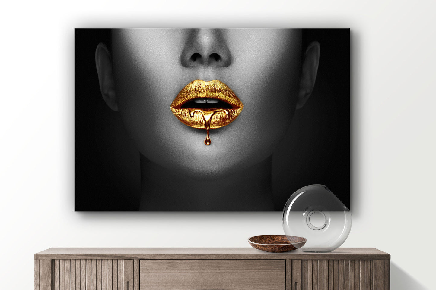 Make Up Lips, Large Glass Wall Art