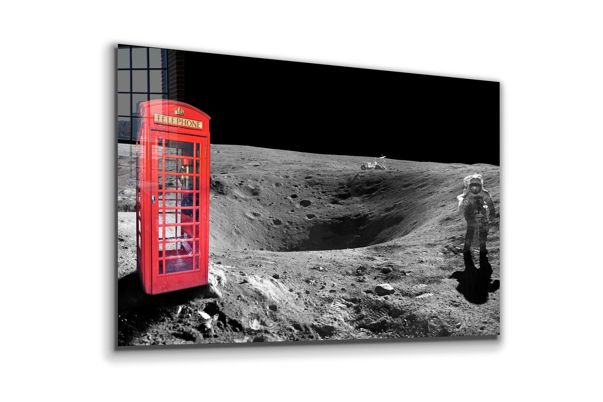 Telephone Cell on the Moon, Large Glass Wall Art