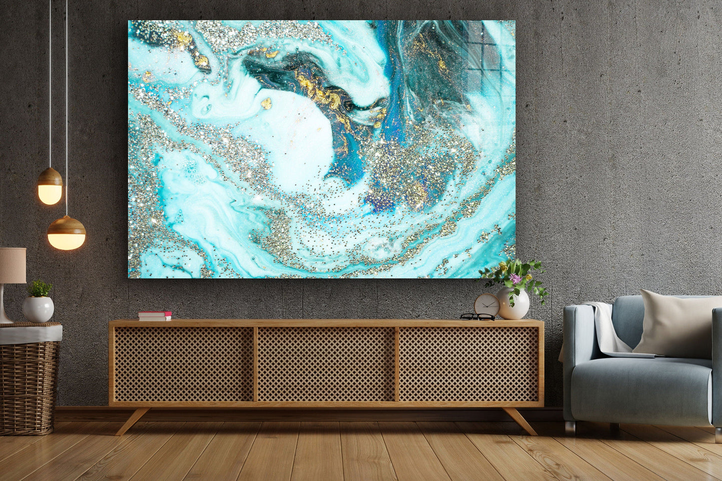 Abstract Marble Large Glass Wall Art