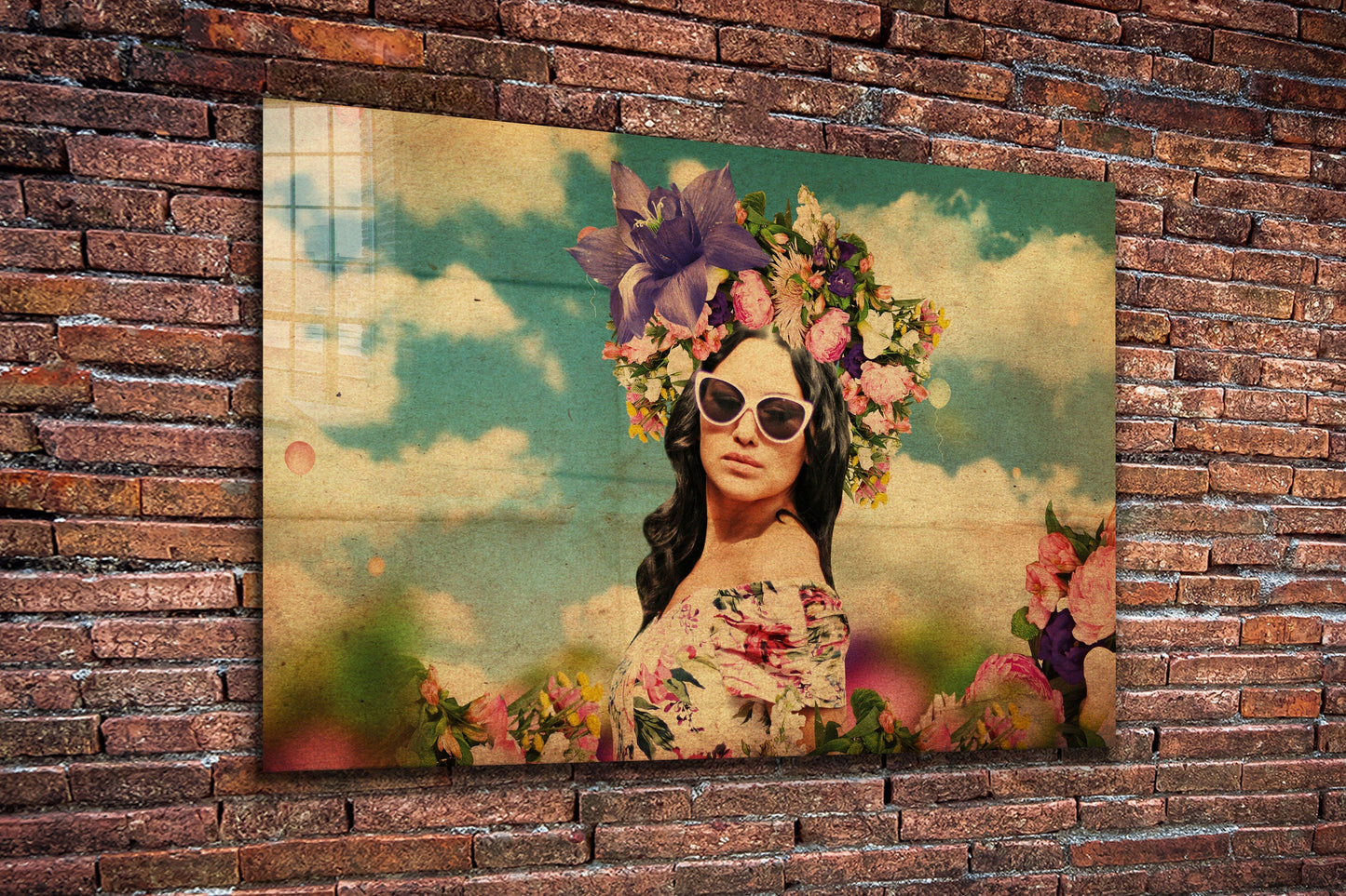 Flower Woman, Large Glass Wall Art