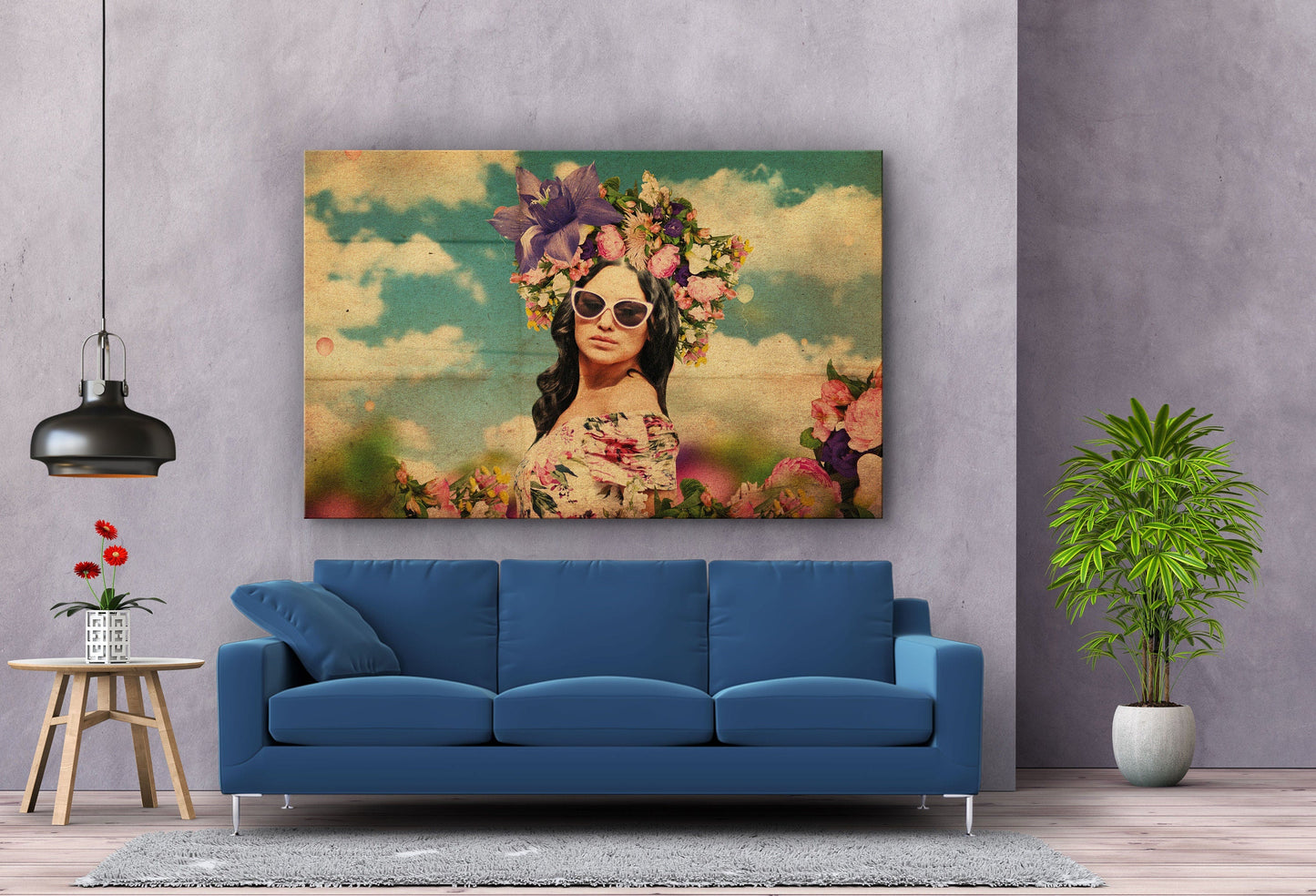 Flower Woman, Large Glass Wall Art