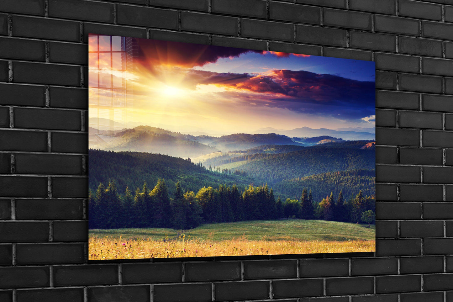 Mountain and Trees, Large Glass Wall Art