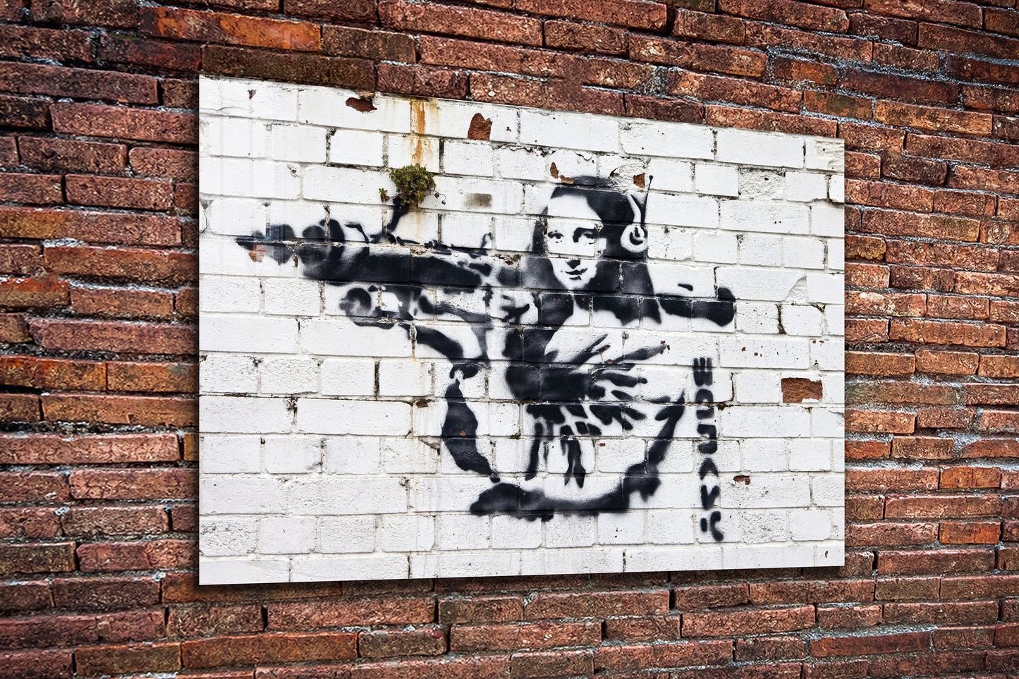 Mona Lisa with Bazooka, Large Glass Wall Art